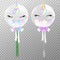 Unicorn balloons on transparent background. Realistic cute helium unicorn balloons colorful vector illustration. Party balloons