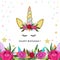 Unicorn birthday invitation. Magical Unicorn Birthday party shining card. Baby shower greeting card