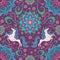 Unicorn and boho mandala flower with fantasy color seamless pattern background