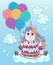 Unicorn with cake and balloons theme 2