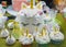 Unicorn cake and pastries. Confectionery shop decoration