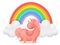 Unicorn cartoon character rainbow invitation card template