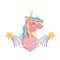 Unicorn cartoon rainbow shooting stars decoration night dream