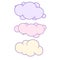 Unicorn cloud set with space for text. Cute clouds vector illustration for kids. isolated design children, stickers for