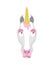Unicorn confused emoji oops. Magic horse perplexed emotions. Fairy Beast surprise. Vector illustration