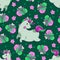 Unicorn cupcake fantasy doodle Kawaii cartoons Seamless pattern with purple and green tone