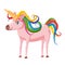 Unicorn fantastic character, myths and legends of the Middle Ages with a multi colored mane, cartoon style, vector