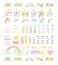 Unicorn flat vector constructor kit illustrations set