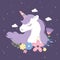 Unicorn flowers clouds fantasy magic dream cute cartoon