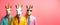 Unicorn in a group, vibrant bright fashionable outfits isolated on solid background