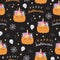 Unicorn halloween pumpkin vector seamless pattern