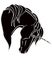 Unicorn head silhouette. Beautiful horse head - vector black silhouette for logo or pictogram. Sign or icon unicorn.