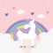 Unicorn hearts rainbow clouds fantasy magic dream cute cartoon