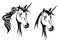 Unicorn horse black and white vector head outline