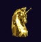 Unicorn horse golden bust low poly design