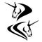 Unicorn horse profile head black and white vector outline