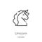 unicorn icon vector from fairytale collection. Thin line unicorn outline icon vector illustration. Outline, thin line unicorn icon