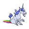 Unicorn makes rainbow cartoon