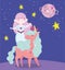 Unicorn and mermaid saturn planet stars dream cartoon