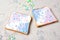 Unicorn or mermaid toasts with stars, food for kids idea, close up