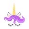 Unicorn minimalistic face horn cute sleeping