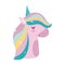 Unicorn mystery rainbow mane animal fantasy cartoon isolated icon design white background