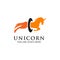 Unicorn mythological animal logo design vector template