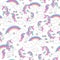 Unicorn pattern and rainbow. Trendy seamless vector pattern on a white background. Fashion illustration drawing in modern style