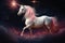 The unicorn with a pink mane and tail in a magical space. Generative AI