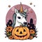 unicorn pumpkin theme Halloween Simple vector illustration