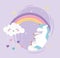 Unicorn rainbow cute cloud with hearts love fantasy magic dream cartoon