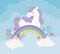 Unicorn rainbow flowers clouds sky fantasy magic dream cute cartoon