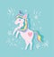 Unicorn with rainbow hair stars dream magic animal fantasy cartoon