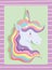 Unicorn rainbow mane horn bright dream fantasy cartoon card