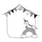 Unicorn with rainbow and party garlands