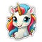 Unicorn rainbow sticker ai generated