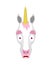 Unicorn scared OMG emotion. Magic horse Oh my God emoji. Frightened Fairy Beast. Vector illustration
