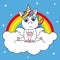 Unicorn sitting on a cloud