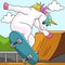 Unicorn Skating On A Skateboard Colored Cartoon