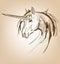 Unicorn sketch icon. Vector magic or mystic fairy horse