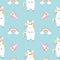 Unicorn standing Kawaii head face. Rainbow Diamond brilliant. Pastel color. Cute cartoon baby character. Funny horse. Seamless Pat