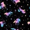 Unicorn and star silhouettes pattern