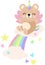 Unicorn teddy bear on rainbow with clouds