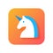 Unicorn, unicorn start up company icon. Modern Icon in Flat style on Gradient background. Vector icon for any purposes