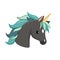 Unicorn vector icon isolated on white. Head portrait horse sticker, patch badge. Cute magic cartoon fantasy cute animal.