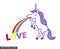 Unicorn Vomiting Rainbow and Word Love