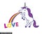 Unicorn Vomiting Rainbow and Word Love