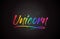 Unicorn Word Text with Handwritten Rainbow Vibrant Colors and Confetti