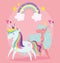 Unicorns cartoon animals rainbow stars clouds adorable fantasy