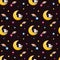 Unicorns and half moon seamless pattern